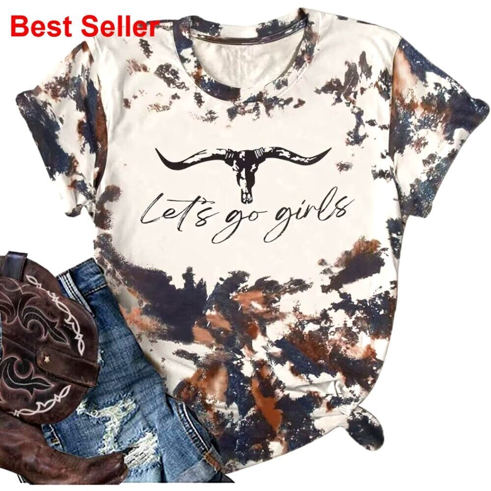 Vintage Western Cowboy Graphic Tee Women's Soft Cotton Blend Short Sleeve